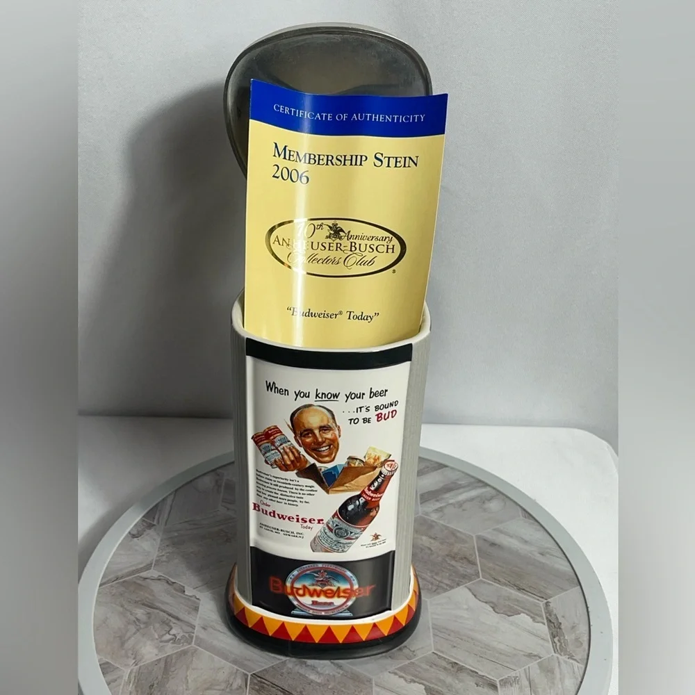 2006 Budweiser “Today” Membership Stein Anheuser-Busch Collectors Club 10” Tall